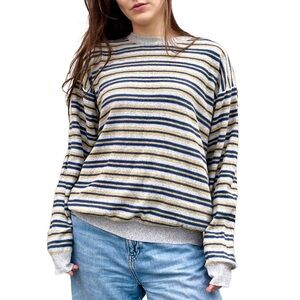 90s Vintage Barneys New York Oversized Retro Grunge Striped Crewneck Sweater L